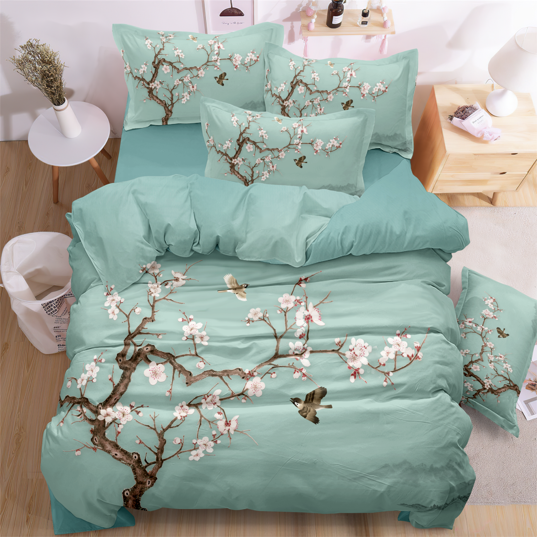 Flower Digital Printed Bed Sheet Set Viblant Cozy