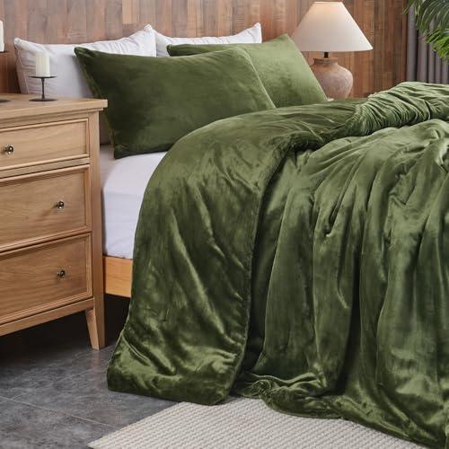 Forest Green Velvet Set přikrývek – Ultra měkké prošívané 3dílné povlečení