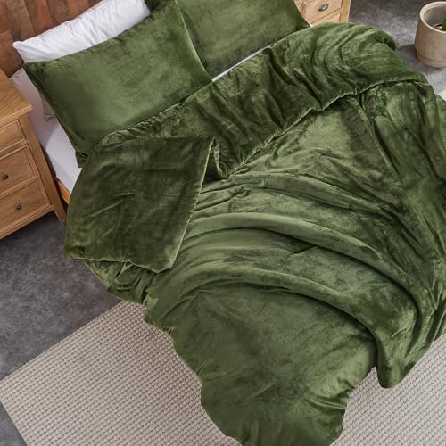 Forest Green Velvet Set přikrývek – Ultra měkké prošívané 3dílné povlečení