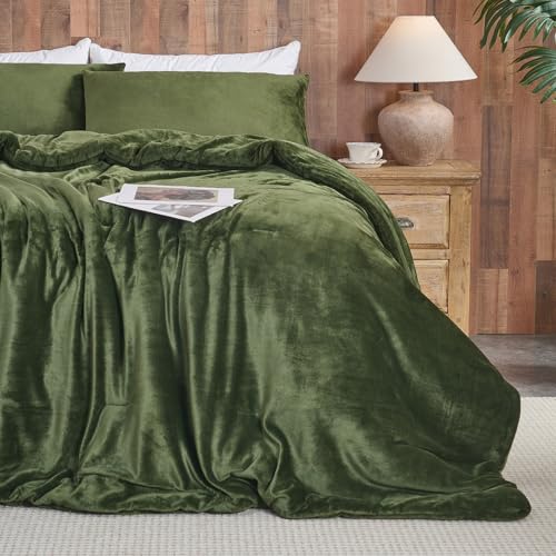 Forest Green Velvet Set přikrývek – Ultra měkké prošívané 3dílné povlečení